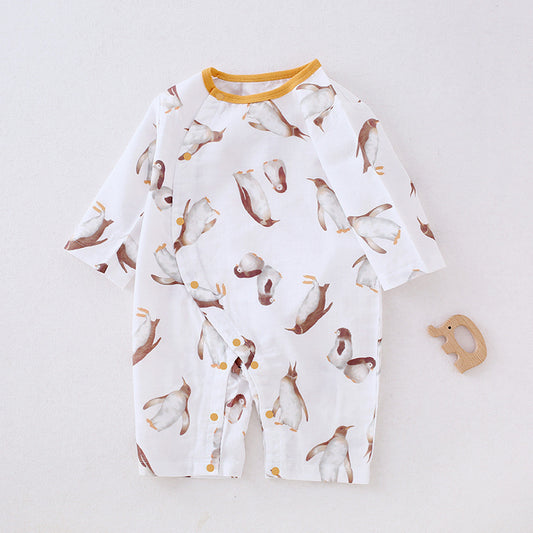 Bamboo & Cotton Long Sleeve Romper - Dolphin