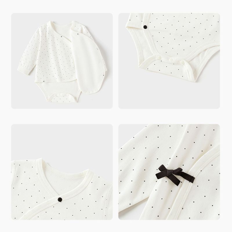 100% Cotton Long Sleeve Bodysuit - Spotted