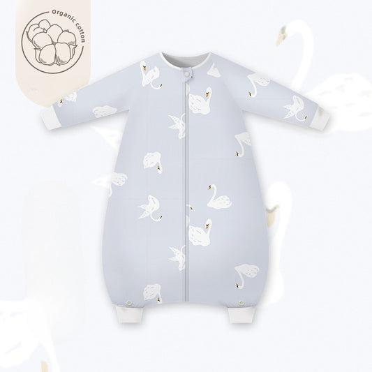 Organic Cotton Muslin Long Sleeve Sleepsuit Spring & Fall -  Swan