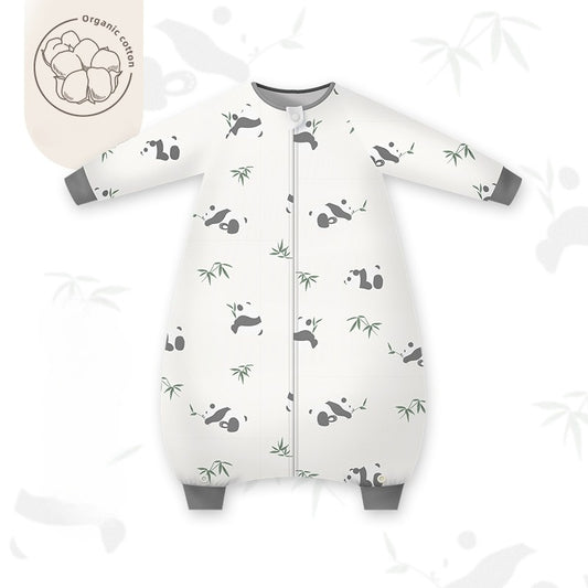 Organic Cotton Muslin Long Sleeve Sleepsuit Spring & Fall -  Panda