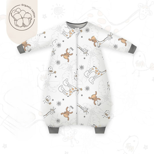 Organic Cotton Muslin Long Sleeve Sleepsuit Spring & Fall -  Animals