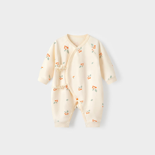 Organic Cotton Long Sleeve Romper -  Cherry