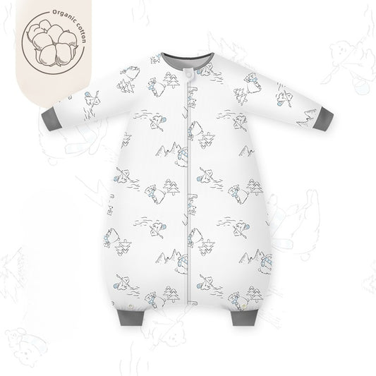 Organic Cotton Muslin Long Sleeve Sleepsuit Spring & Fall -  Winter Pattern