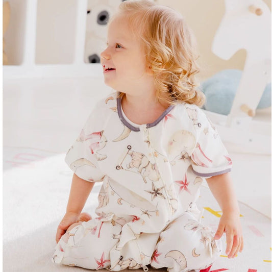 Organic Cotton Muslin Short Sleeve Sleepsuit Summer-  Circus