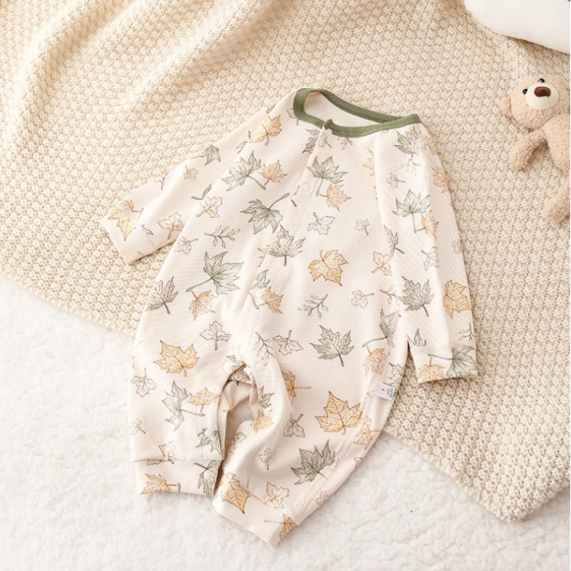 100% Cotton Long Sleeve Romper - Maple Leaf