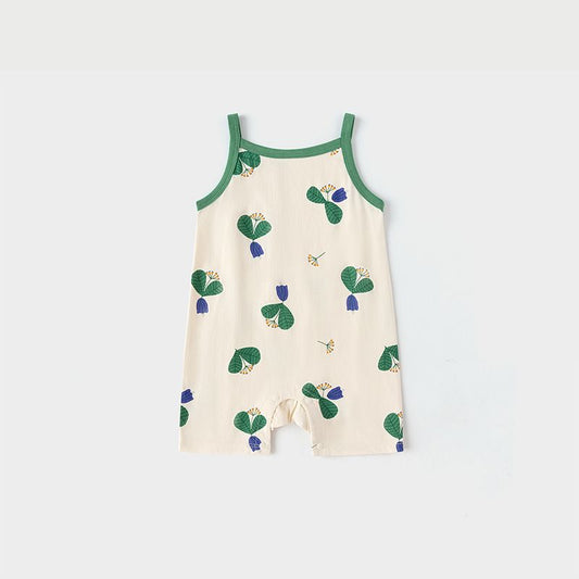 Organic Cotton Sleeveless Romper -  Flowers