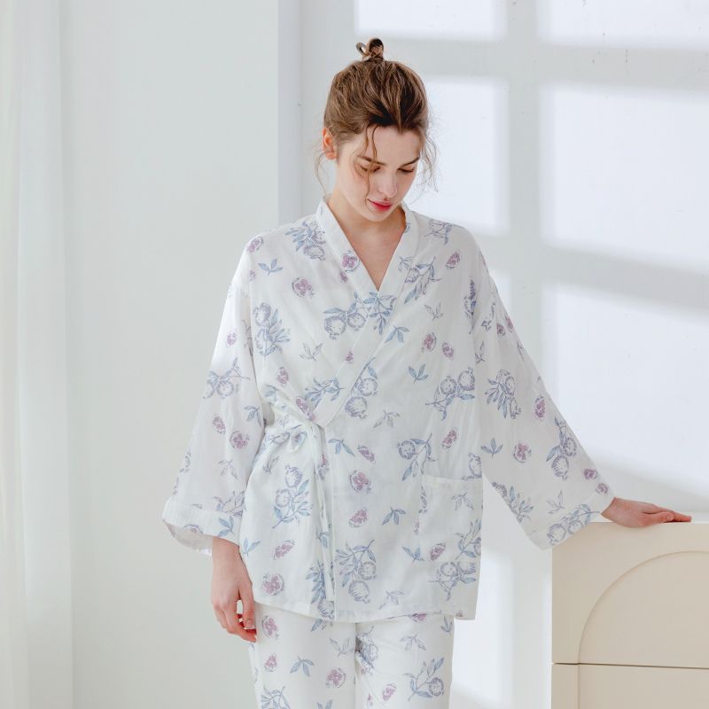 🔥Organic Cotton Muslin Wrap Maternity Pajama Set-  Lavender