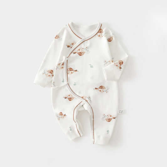 100% Cotton Long Sleeve Romper - Mushroom