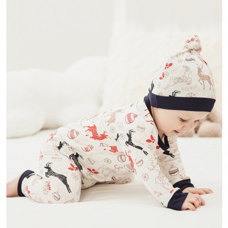 🎄Bamboo Top & Bottom Pajama Set - Christmas Elk