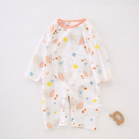 Bamboo & Cotton Long Sleeve Romper - Pink Garden