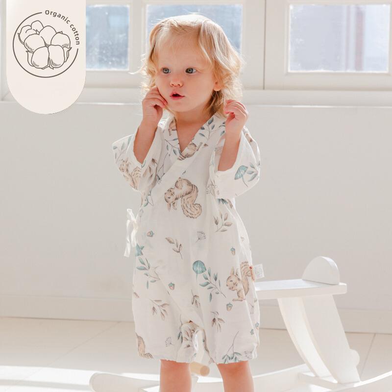 Organic Cotton Long Sleeve Romper -  Panda