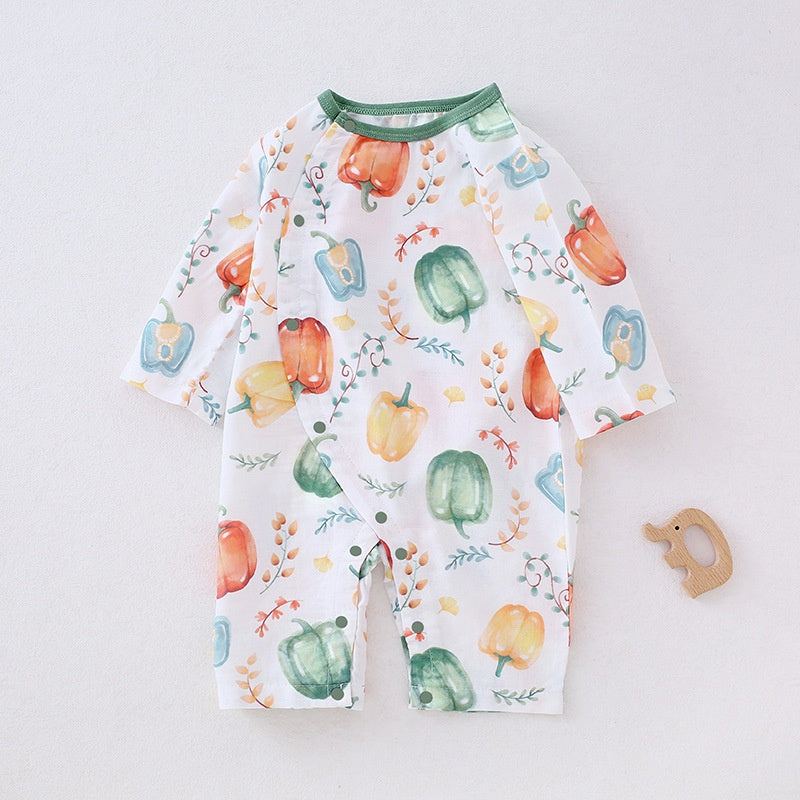 Bamboo & Cotton Long Sleeve Romper - Dolphin