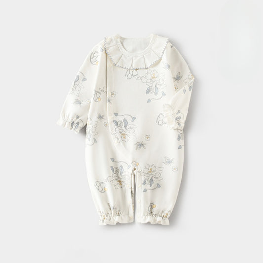 100% Cotton Long Sleeve Floral Romper - Asiatic Apple