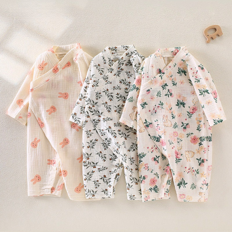 100% Cotton Muslin Long Sleeve Romper - Brown Bear