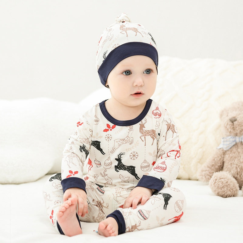 🎄Bamboo Top & Bottom Pajama Set - Christmas Elk