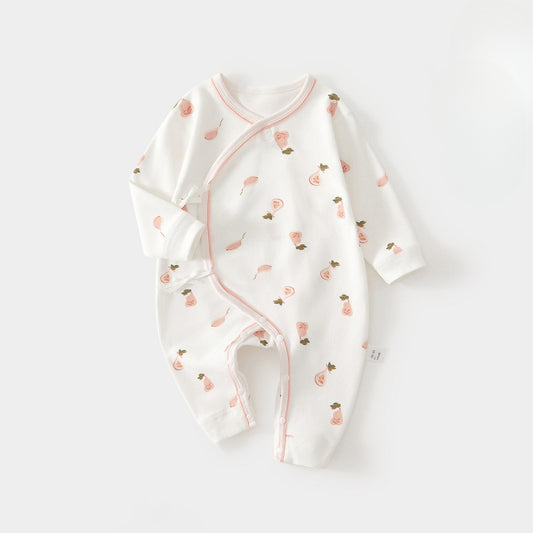 100% Cotton Long Sleeve Romper - Pink Pear