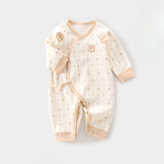 100% Cotton Long Sleeve Romper - Light Brown Bear