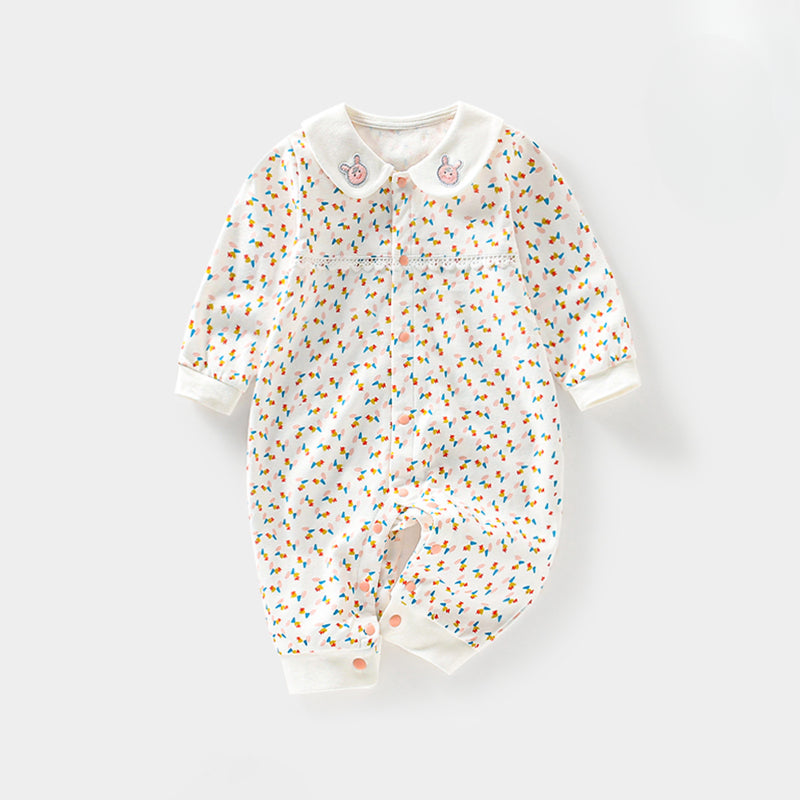 Baby one-piece cotton romper candy front view