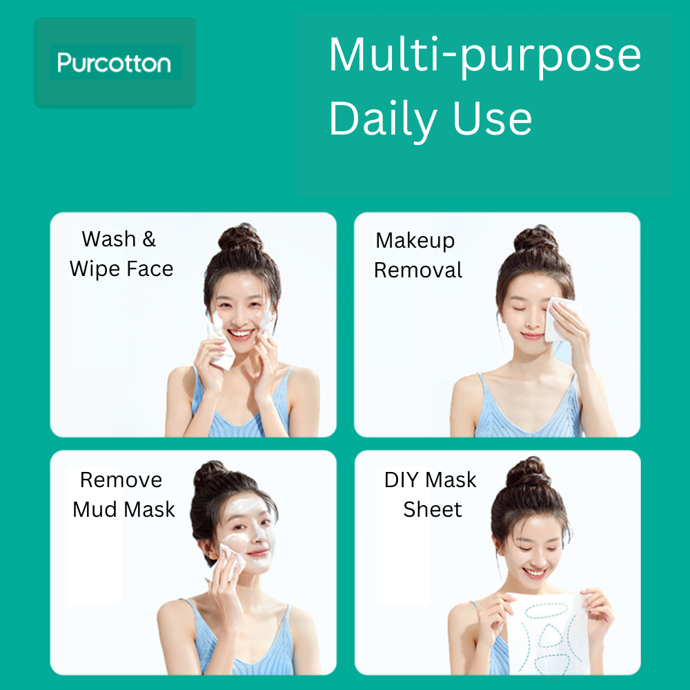 Multi-Purpose daily use of PurCotton 100% cotton disposable face towel