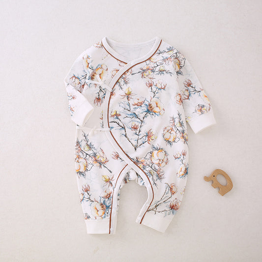 100% Cotton Long Sleeve Romper - Cotton Flowers