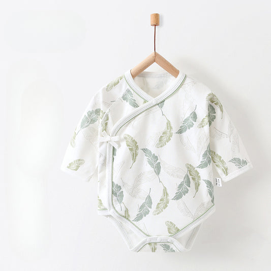 100% Cotton Long Sleeve Bodysuit - Green Leave