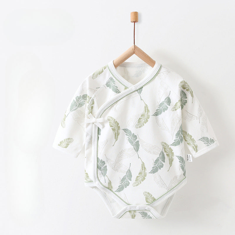 100% Cotton Long Sleeve Bodysuit - Green Leave