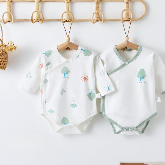 [2-Pieces Set] 100% Cotton Long Sleeve Bodysuit- Green Tree