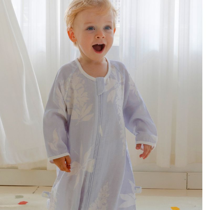 Organic Cotton Muslin Long Sleeve Sleepsuit Summer -  Flowers