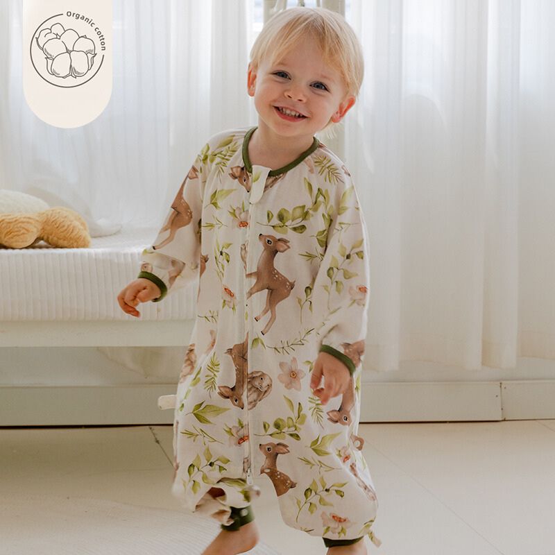 Organic Cotton Muslin Long Sleeve Sleepsuit Summer -  Flowers