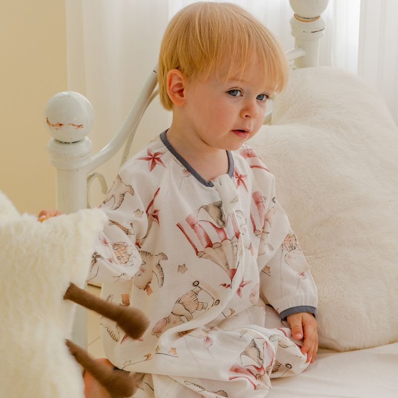 Organic Cotton Muslin Long Sleeve Sleepsuit Summer -  Deer