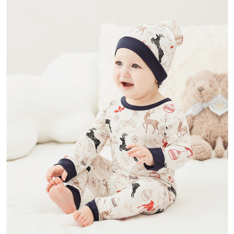 🎄Bamboo Top & Bottom Pajama Set - Christmas Elk