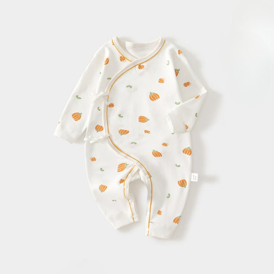 🎃 100% Cotton Long Sleeve Romper - Pumpkin