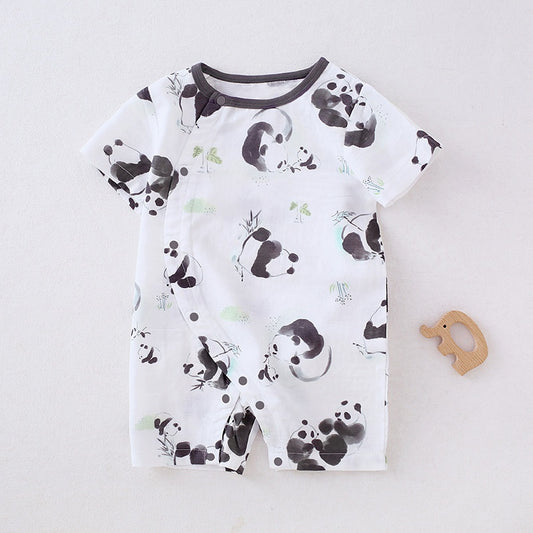 Bamboo & Cotton Short Sleeve Romper -  Panda