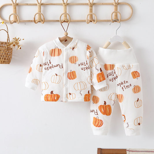 🎃 100% Cotton Long Sleeve Quilted Top & Pants Set- Pumpkin