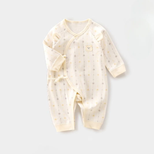 100% Cotton Long Sleeve Romper - Yellow Bear