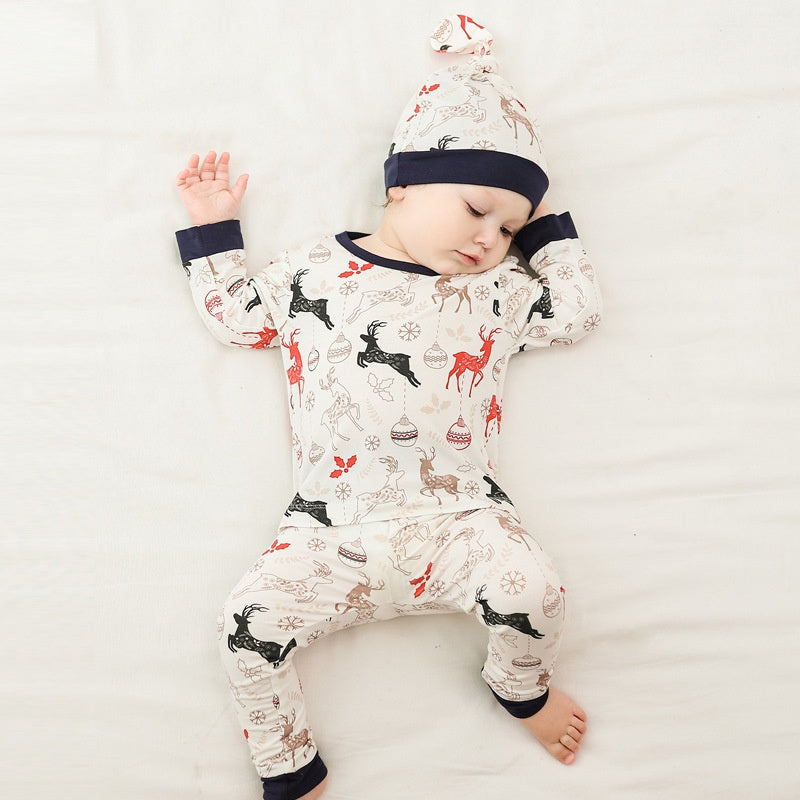 🎄Bamboo Top & Bottom Pajama Set - Christmas Elk