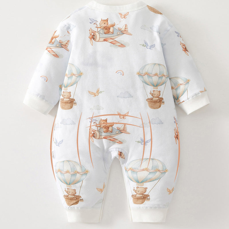 100% Cotton Long Sleeve Quilted Romper - Circus