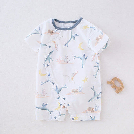 Bamboo & Cotton Short Sleeve Romper -  Ocean