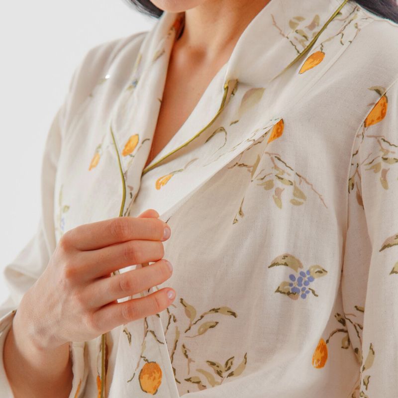 🔥Organic Cotton Muslin Button-Up Maternity Pajama-  Orange Blossom