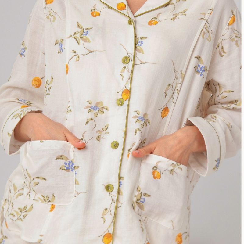 🔥Organic Cotton Muslin Button-Up Maternity Pajama-  Orange Blossom