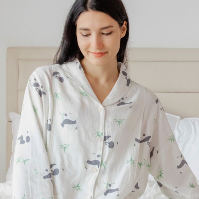 🔥Organic Cotton Muslin Button-Up Maternity Pajama-  Orange Blossom