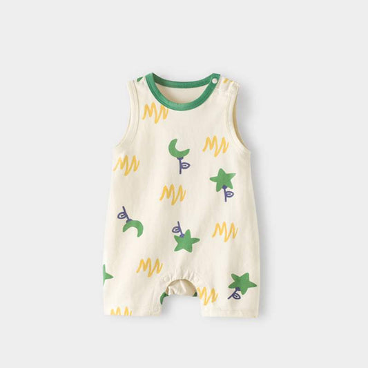 Organic Cotton Sleeveless Romper -  Star with Moon