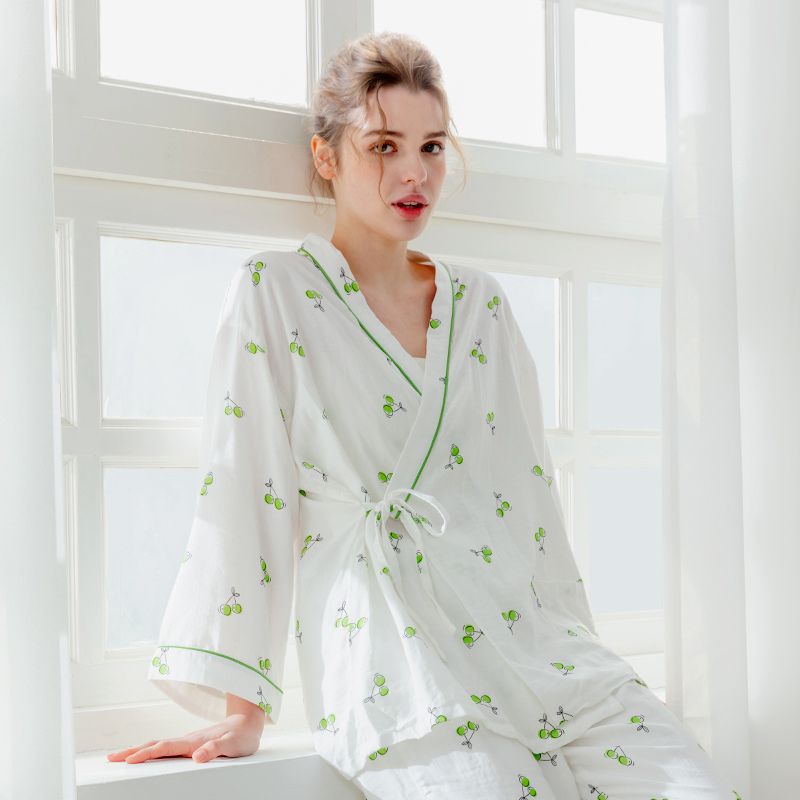 organic cotton maternity pajama green cherry