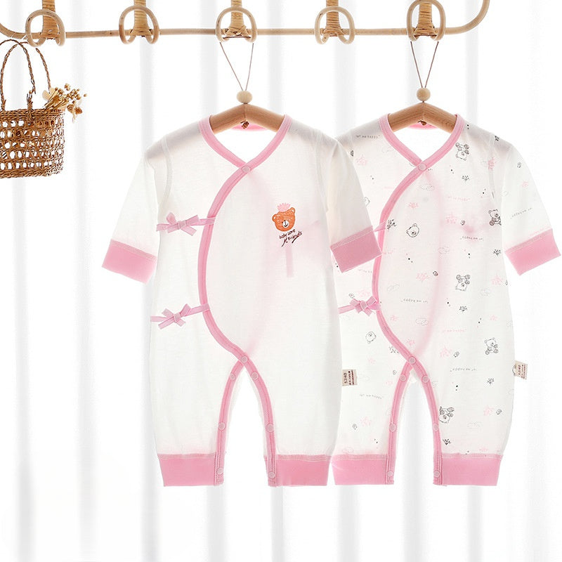 [2-Piece Set] 100% Cotton Long Sleeve Romper -  Yellow Bear