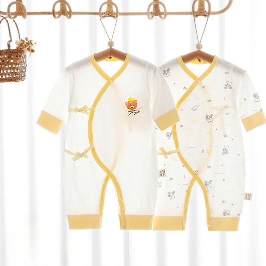 [2-Piece Set] 100% Cotton Long Sleeve Romper -  Yellow Bear