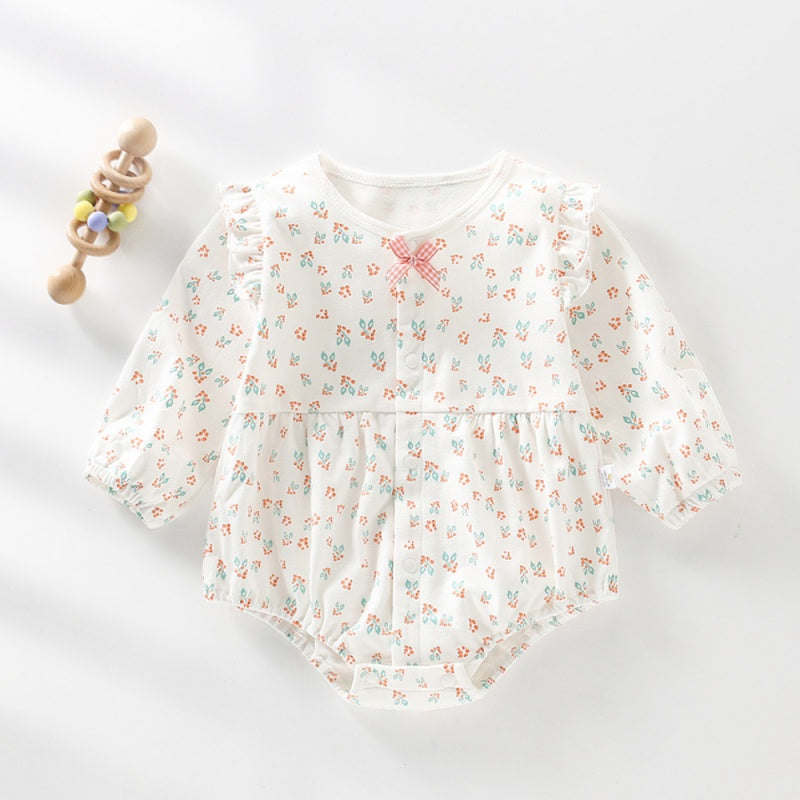 100% Cotton Long Sleeve Floral Bodysuit - Pink Blossom