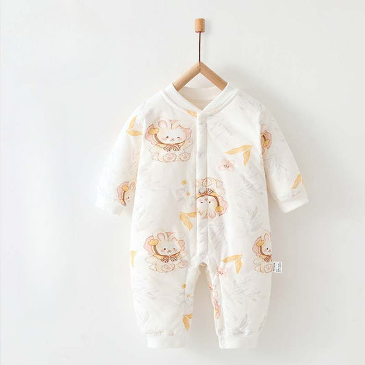 100% Cotton Long Sleeve Quilted Romper - Bunny