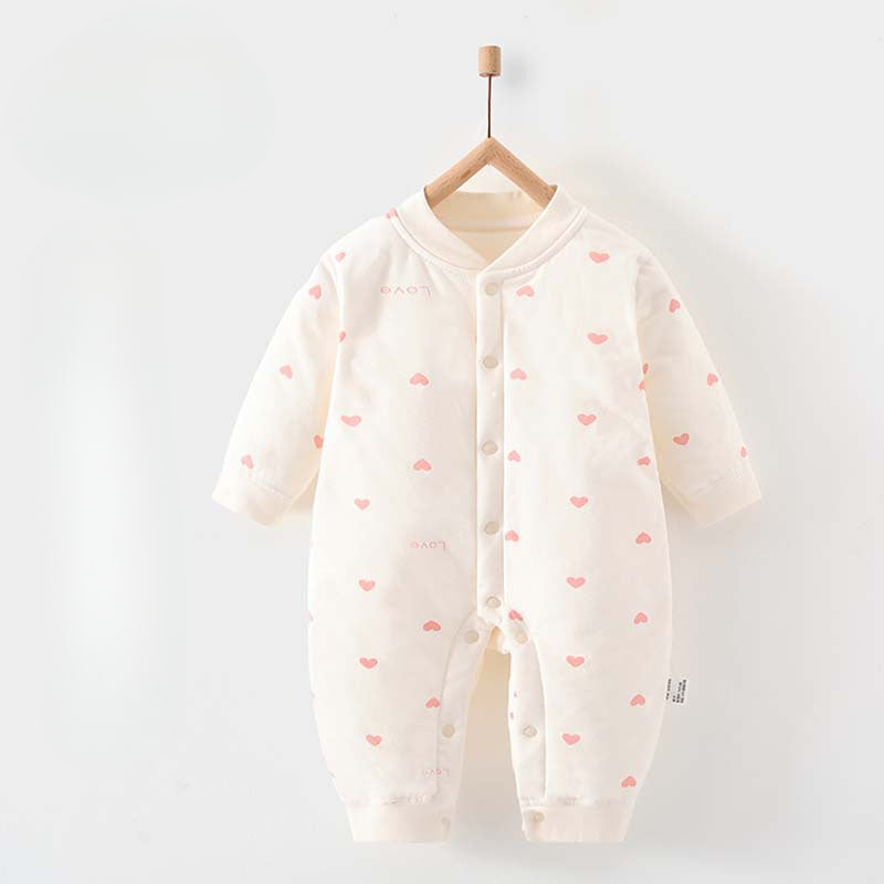 100% Cotton Long Sleeve Quilted Romper - Heart