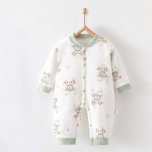 100% Cotton Long Sleeve Quilted Romper - Sheep