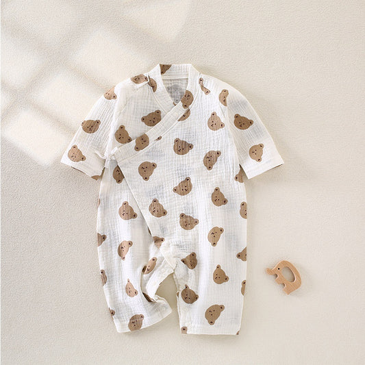 100% Cotton Muslin Long Sleeve Romper - Baby Bear